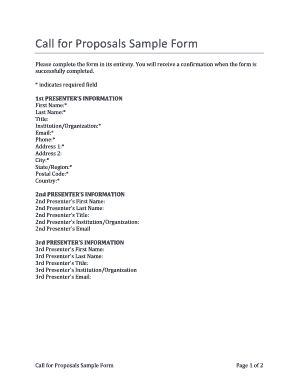 Call for Proposals Sample Form