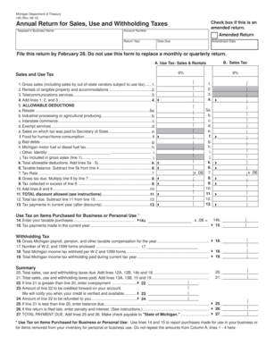 Michigan Annual Return for Sales, Use and Withholding Taxes