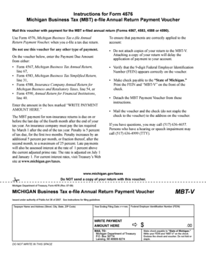 Michigan Business Tax e-file Annual Return Payment Voucher