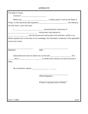 Texas Affidavit Form