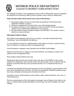Monroe Police Damage to Property Form