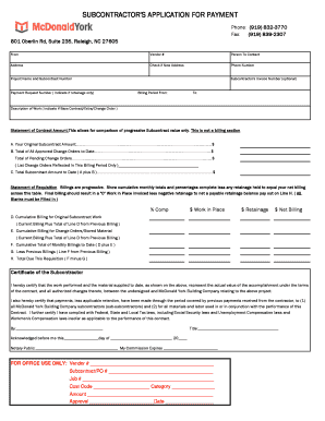 Mcdonald's application pdf - Application for payment form - McDonald York Building Company