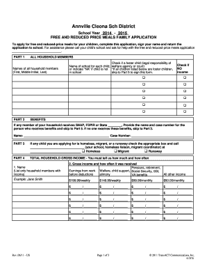Free and Reduced Price Meals Application