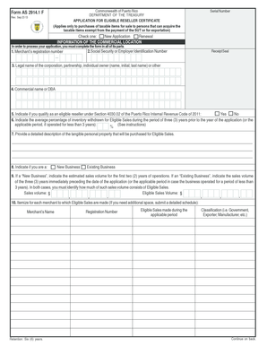 Puerto Rico Eligible Reseller Certificate Application