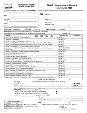 Kentucky Income Tax Forms Requisition