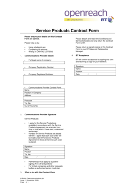 BT Service Products Contract Form
