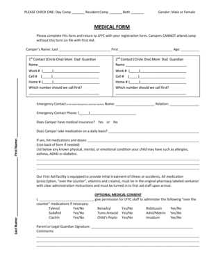 Camp Medical Form