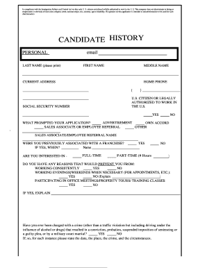 US Employment Application Form
