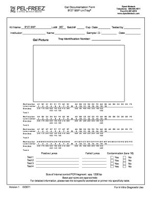 B27 SSP UniTray Gel Documentation Form