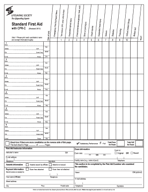 Standard First Aid with CPR-C Exam Form