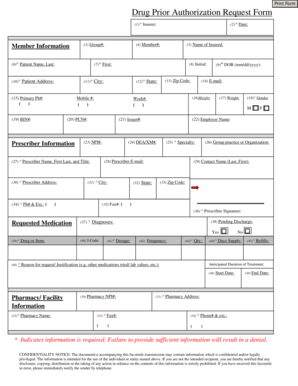 Drug Prior Authorization Request Form