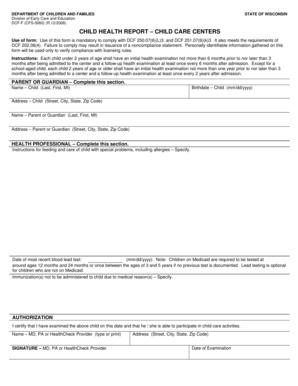Child Health Report Form