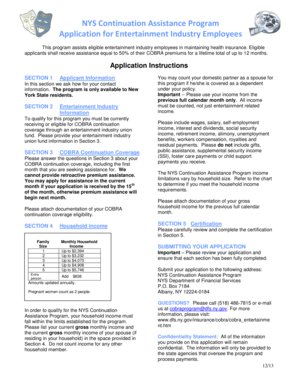 NYS Continuation Assistance Program Application