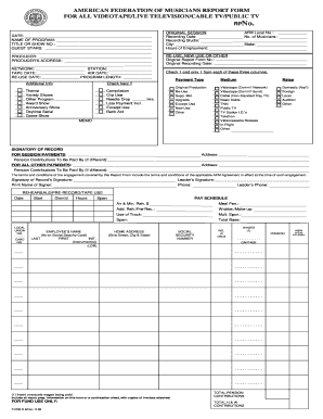 American Federation of Musicians Report Form