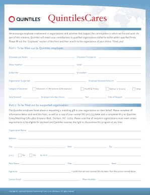 Quintiles Employee Matching Gift Request Form