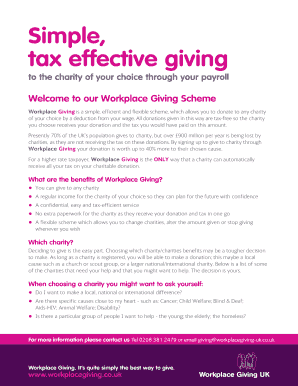 UK Workplace Giving Charity Donation Form