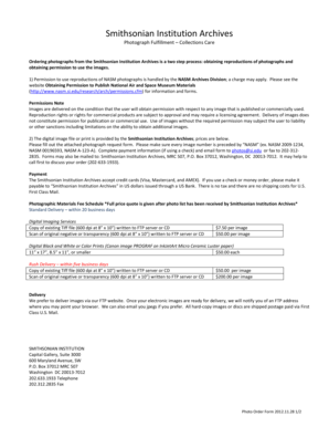 Smithsonian Photo Order Form
