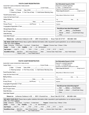 Youth Camp Registration Form
