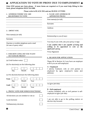 UK Proxy Vote Application Due to Employment