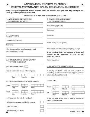 UK Proxy Vote Application for Educational Course