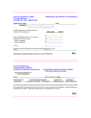Louisville Ohio Employer Tax Withholding Form