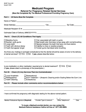 Medicaid Pregnancy Related Dental Services Referral Form