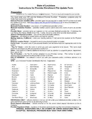 Louisiana Medicaid Provider Enrollment File Update Form