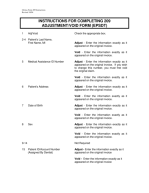 Molina Form 209 Adjustment/Void Form