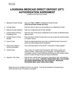 Louisiana Medicaid Direct Deposit Authorization Agreement
