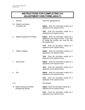 Molina Form 210 Instructions
