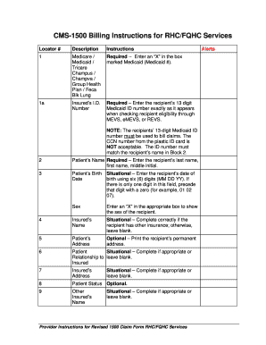 CMS-1500 Billing Instructions for RHC/FQHC Services