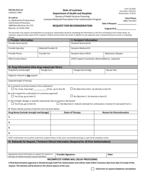 Louisiana Medicaid Rx PA02 Reconsideration Form