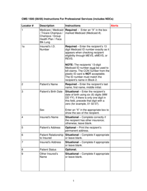 CMS 1500 Form for Professional Services