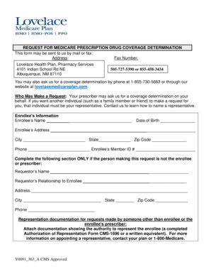 Medicare Prescription Drug Coverage Determination Form