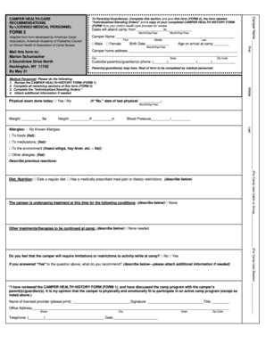 Camper Health Form
