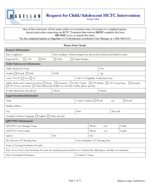 Request for Child/Adolescent HCTC Intervention Form