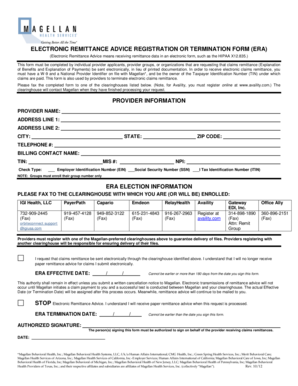 Electronic Remittance Advice Registration Form