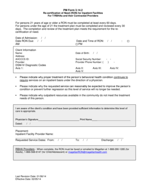 Re-certification of Need for Inpatient Facilities