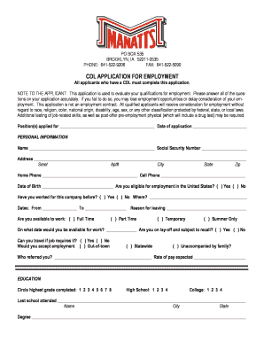 CDL Application for Employment