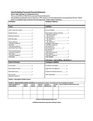 Joint/Individual Personal Financial Statement
