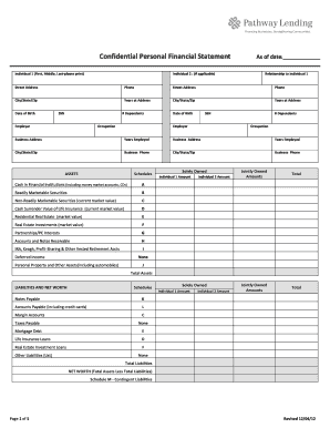 Confidential Personal Financial Statement
