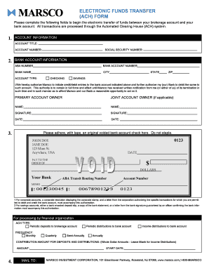 Electronic Funds Transfer ACH Form