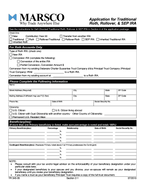 Application for Traditional, Roth, Rollover & SEP IRA