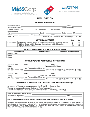 Domino's Pizza Insurance Application