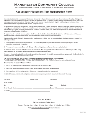 Accuplacer Placement Test Registration Form