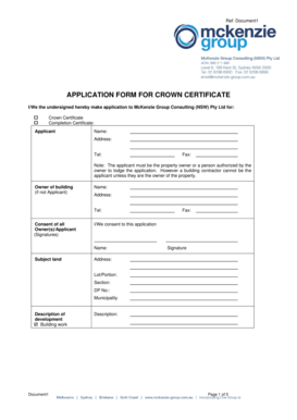 Application Form for Crown Certificate