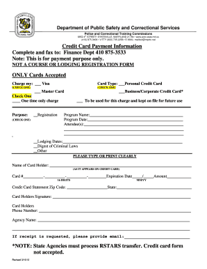 Maryland Police Training Credit Card Payment Form