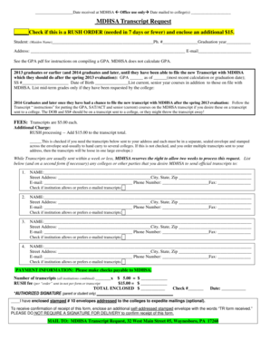MDHSA Transcript Request Form