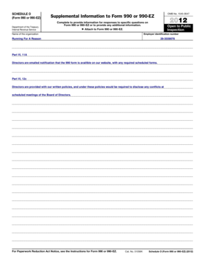 Schedule O Form 990 or 990-EZ Supplemental Information