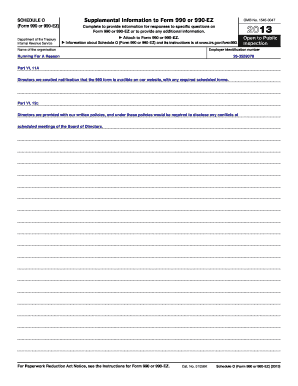 Schedule O for Form 990 or 990-EZ